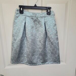 KC Parker Girls Metallic Blue Jacquard Circle Pleated Skirt Size 12 NWT